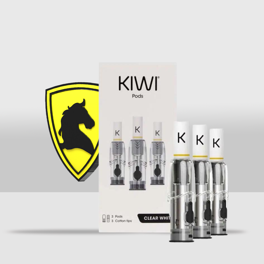 KIWI Replacement Pods By KiwiVapor | Pack of 3 units with 3 Cotton Tips | High-Quality Replacement Pods for Kiwi Pen Kit - Clear White - Seef Vape