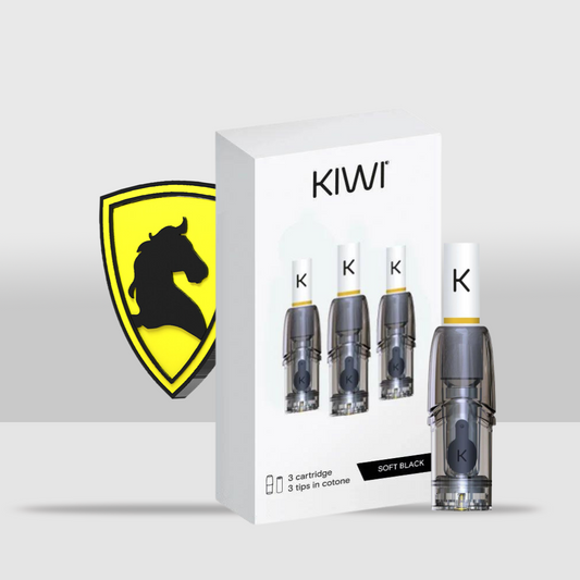 KIWI Replacement Pods By KiwiVapor | Pack of 3 units with 3 Cotton Tips | High-Quality Replacement Pods for Kiwi Pen Kit - Soft Black - Seef Vape