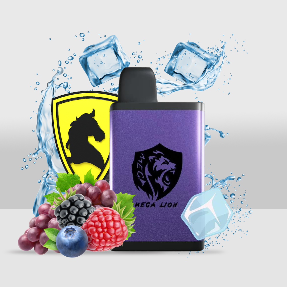 Mega Lion Disposable 4000 Puff | Advanced Type-C Charging with Mesh Coil for Smooth Vaping - Berry Grape Ice - Seef Vape