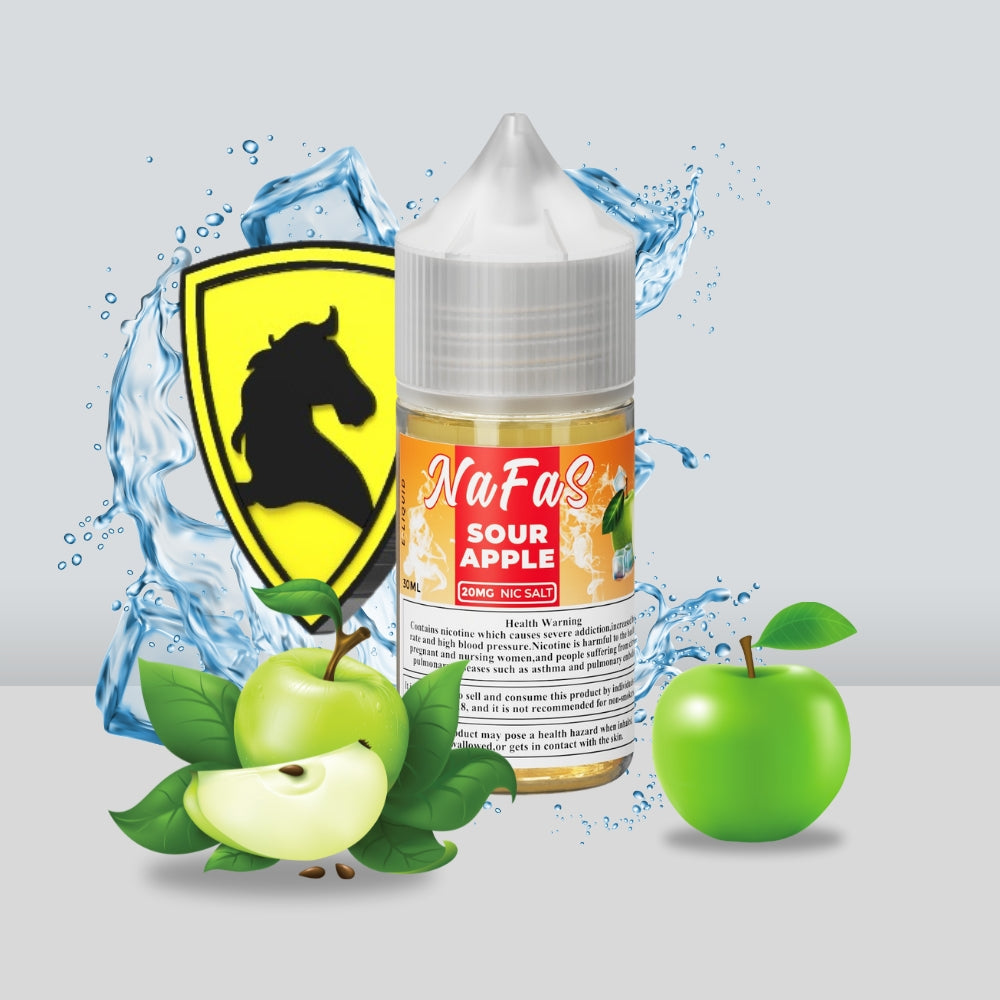 Nafas Sour Apple Ice E-Liquid | Tangy Flavor Burst with 30ml 20mg Salt Nicotine