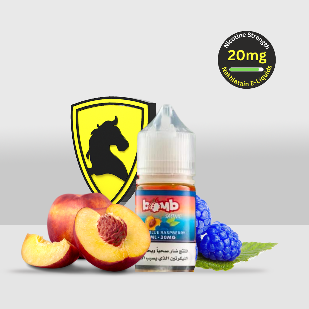 Nakhlatain Bomb E-Liquid 30ML 20MG Peach Blue Raspberry | Juicy Peach Blended with Tangy Blue Raspberry for a Flavor Explosion - Seef Vape