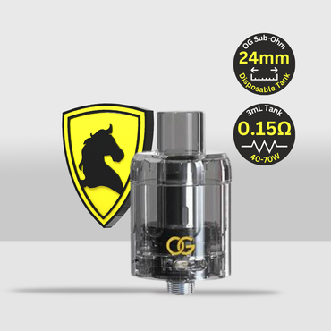 OG Disposable Sub-Ohm Tank 24mm | 0.15Ω Coil & 3mL Tank Capacity for Enhanced Vaping Performance - Black - Seef Vape