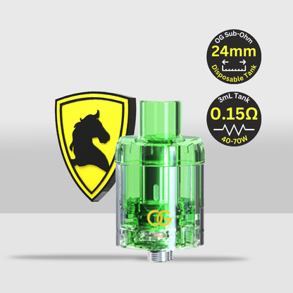 OG Disposable Sub-Ohm Tank 24mm | 0.15Ω Coil & 3mL Tank Capacity for Enhanced Vaping Performance - Green - Seef Vape