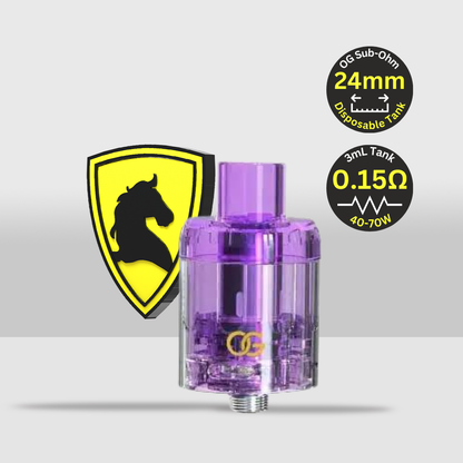 OG Disposable Sub-Ohm Tank 24mm | 0.15Ω Coil & 3mL Tank Capacity for Enhanced Vaping Performance - Purple - Seef Vape