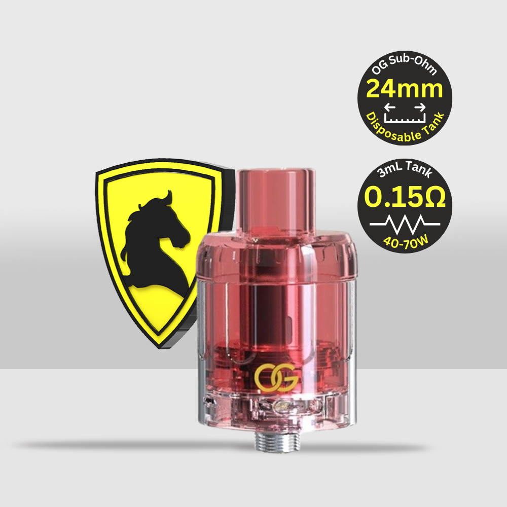 OG Disposable Sub-Ohm Tank 24mm | 0.15Ω Coil & 3mL Tank Capacity for Enhanced Vaping Performance - Red - Seef Vape