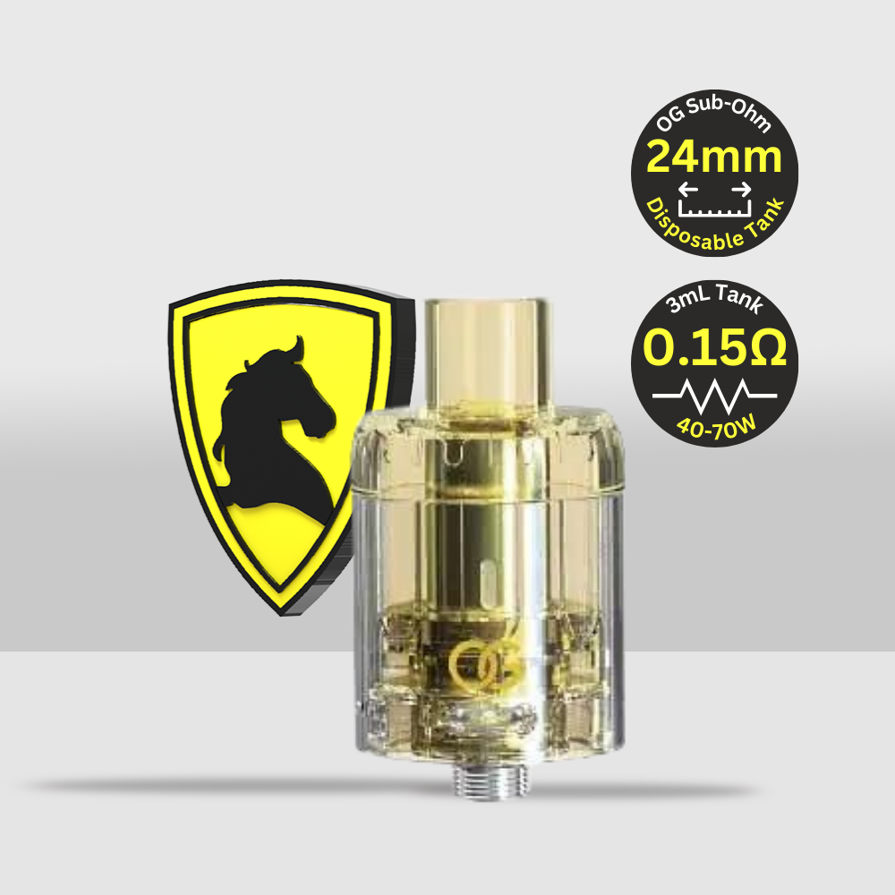 OG Disposable Sub-Ohm Tank 24mm | 0.15Ω Coil & 3mL Tank Capacity for Enhanced Vaping Performance - Yellow - Seef Vape