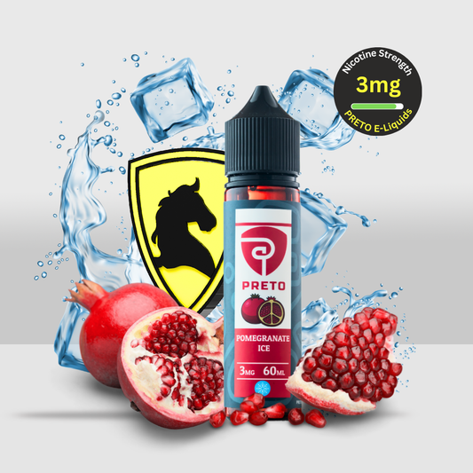 PRETO Pomegranate E-Liquid 60ML 3MG | Juicy Refreshing Flavor | Freebase Nicotine