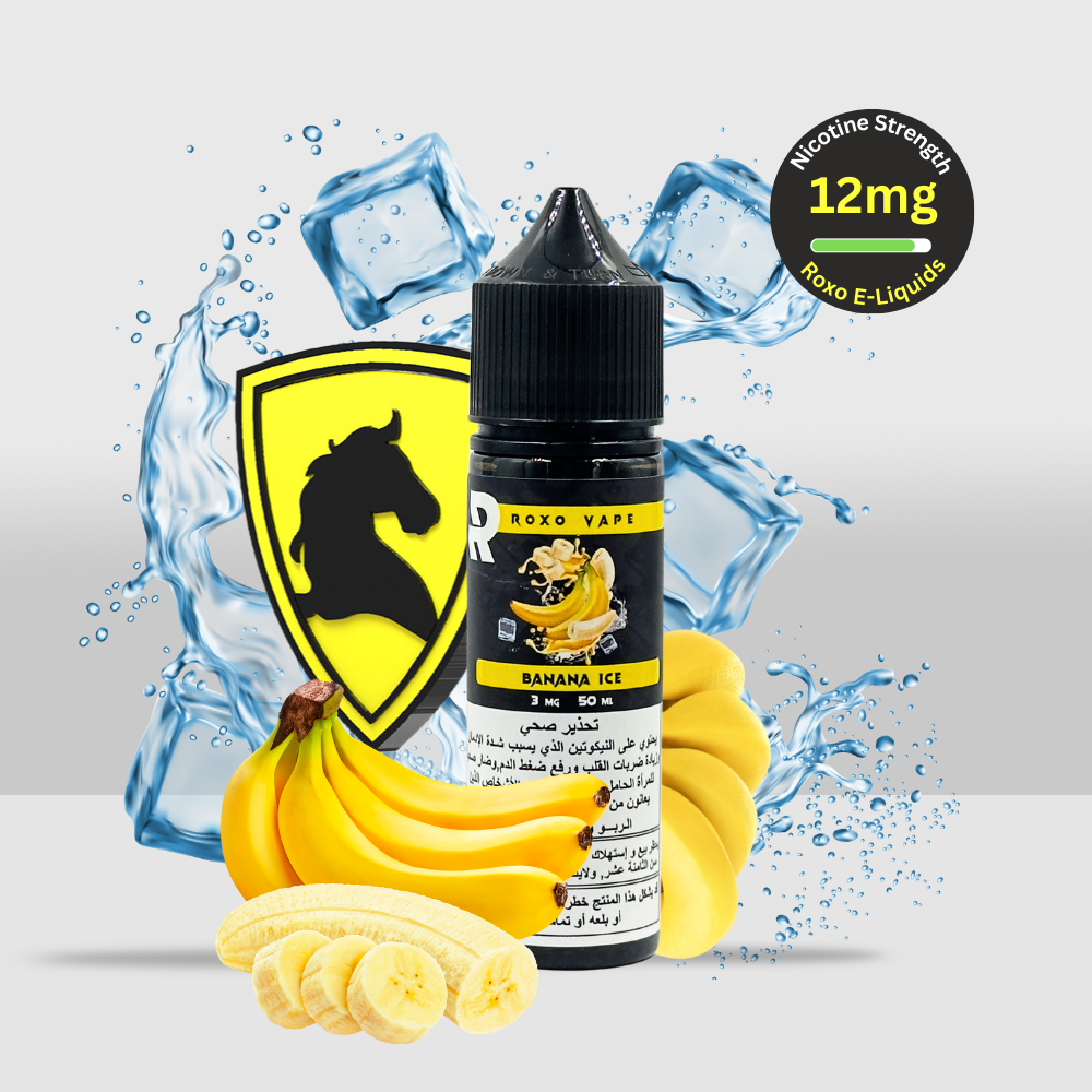 Roxo Vape E-Liquid 50ML Freebase Banana Ice | Nicotine Strengths: 3mg, 12mg, 18mg - 12mg - Seef Vape