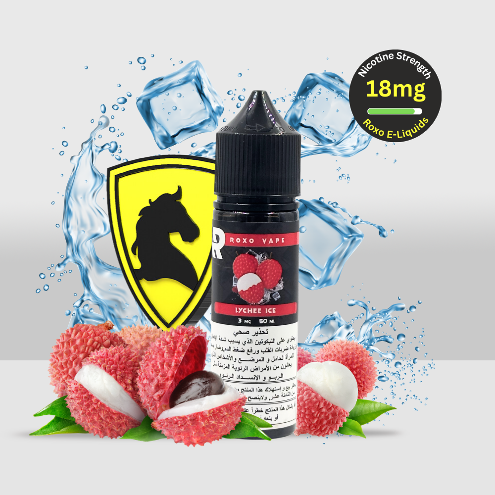 Roxo Vape E-Liquid 50ML Freebase Lychee Ice | Nicotine Strengths: 3mg, 12mg, 18mg - 18mg - Seef Vape